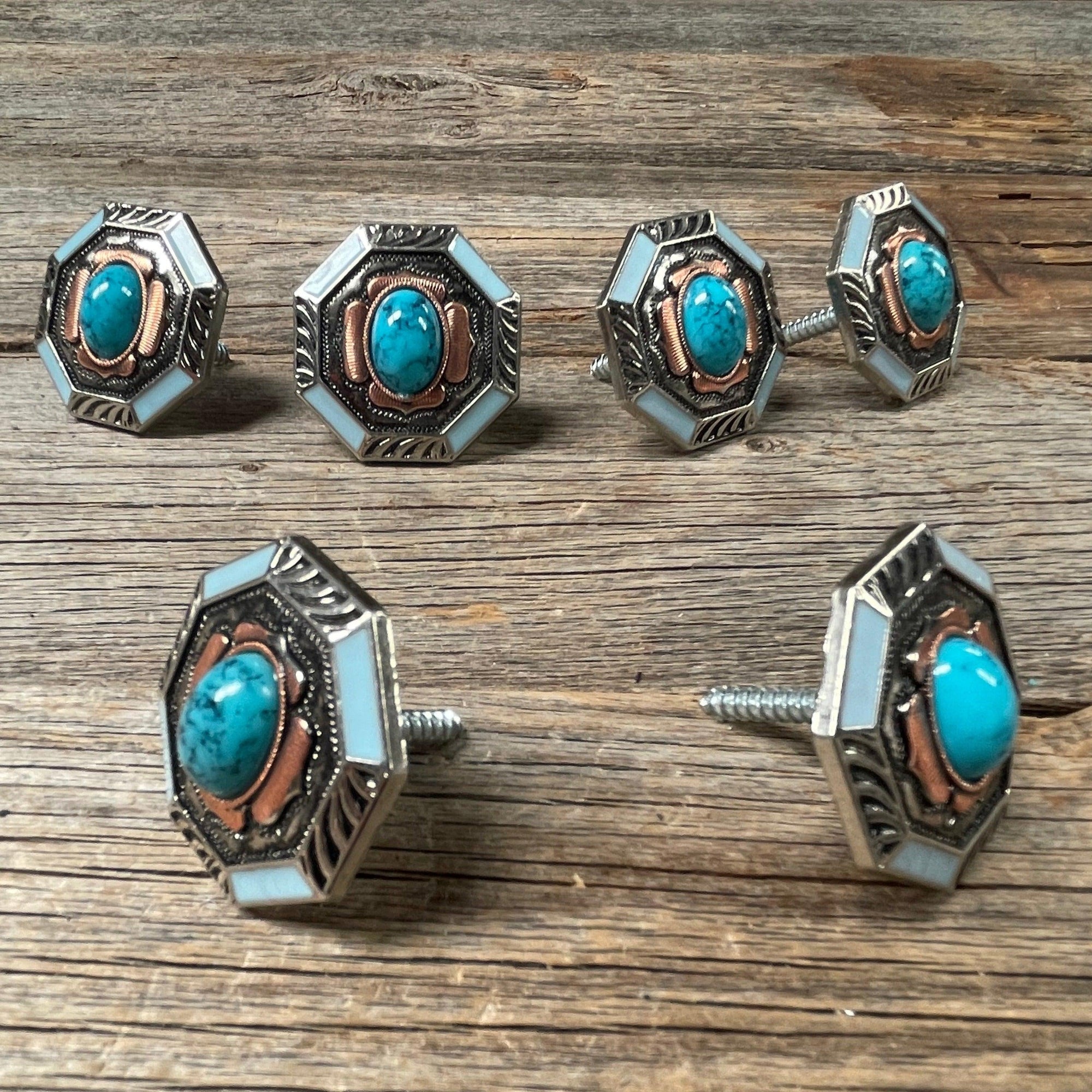 Octagon Turquoise and Blue Enamel Saddle Set SSW221L