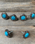 Antique Silver Turquoise Copper Floral Western Concho W222