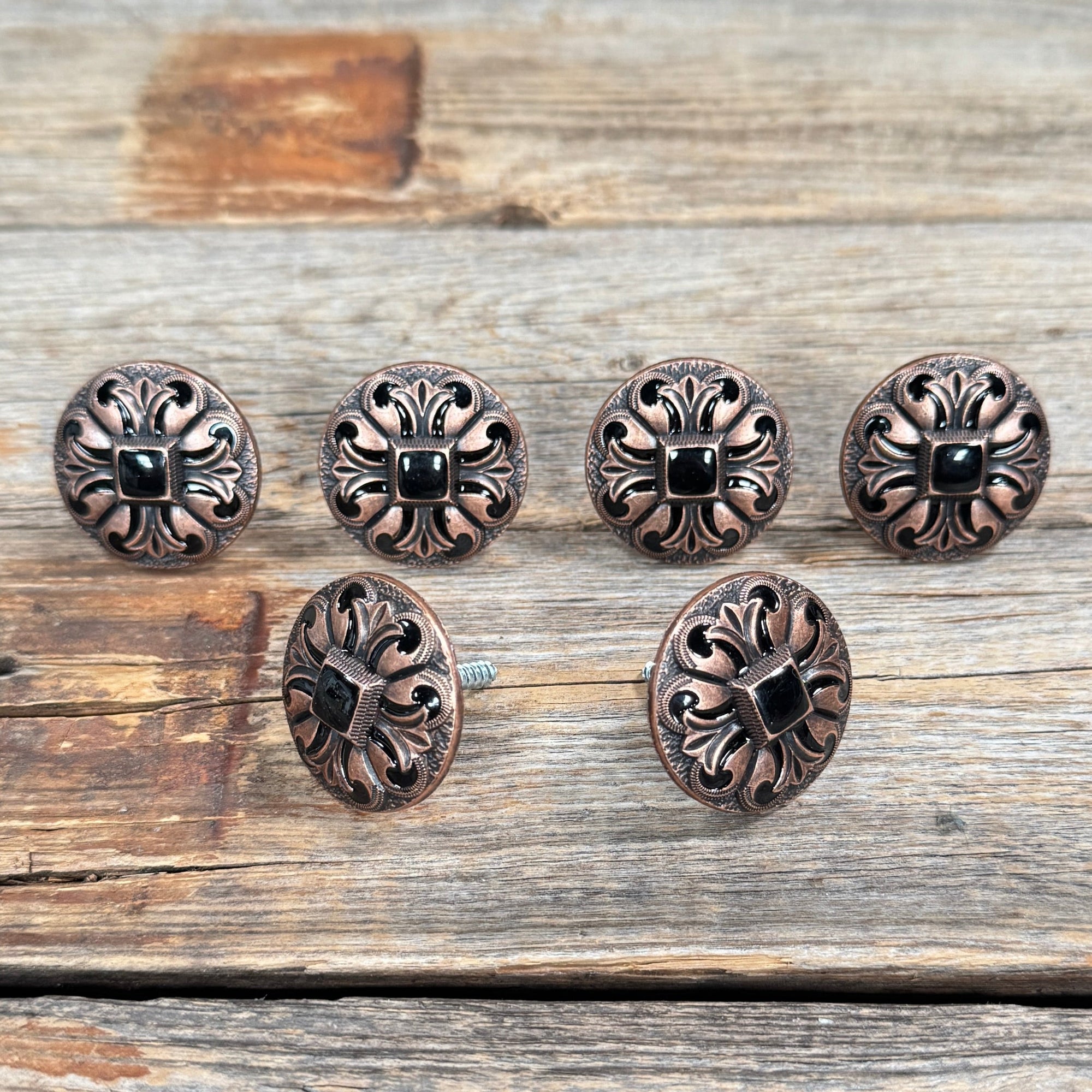 Copper Black Fleur De Lis Western Concho W241