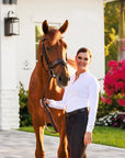 Heidi - Long Sleeve Riding Top with Crystal Fabric Trim