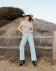 Rebel Wide Leg In Noa Wash w/ Silver Tuxedo Stripe