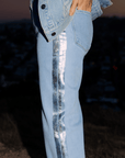 Rebel Wide Leg In Noa Wash w/ Silver Tuxedo Stripe