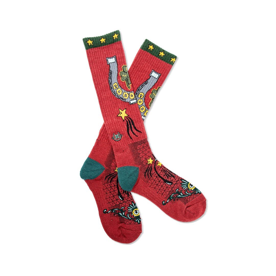 🎁 Fringe Lucky Horseshoe Red Performance Socks (Galleria) (100% off)
