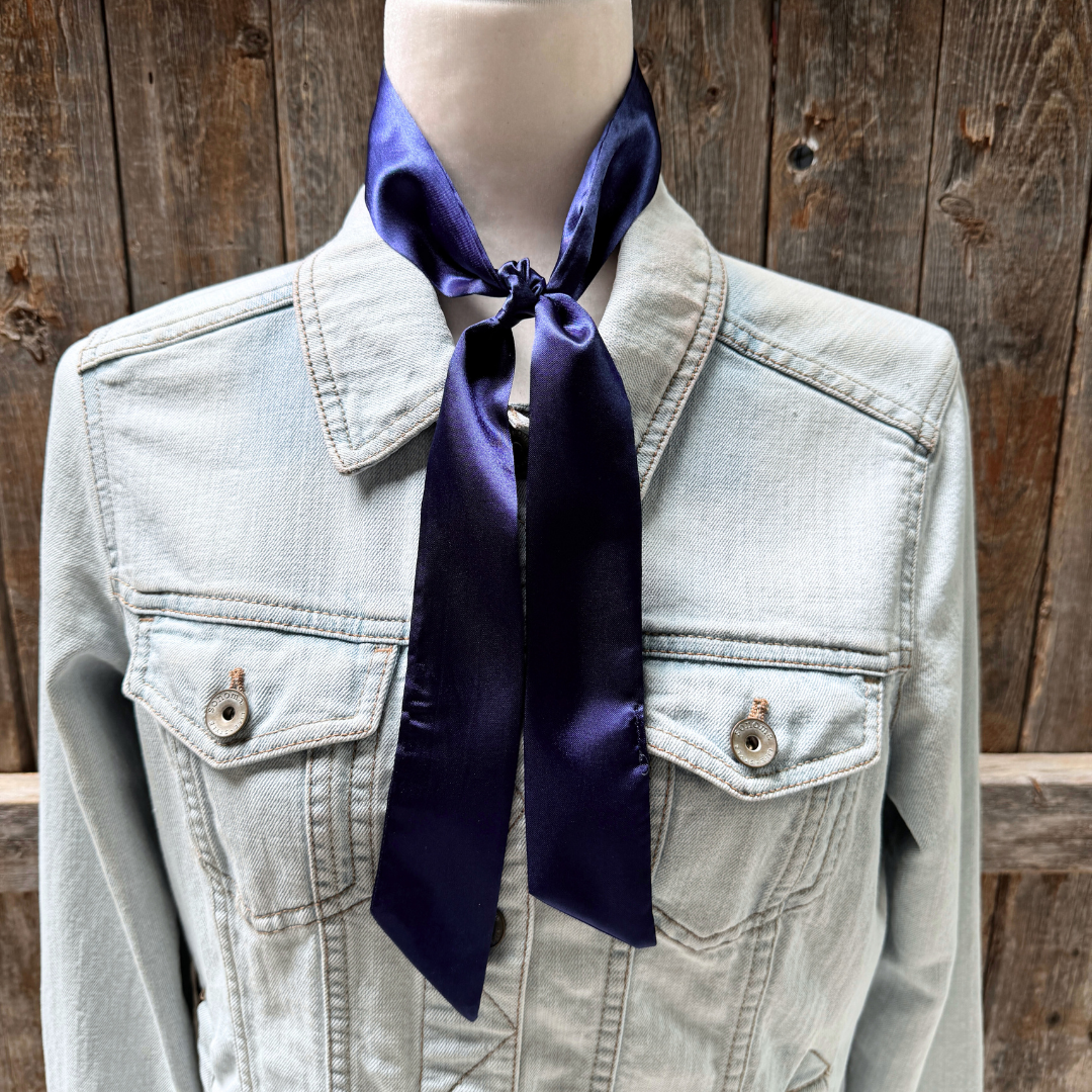 Dark Blue Western Skinny Mini Wild Rag Scarf / Cowgirl Necktie 