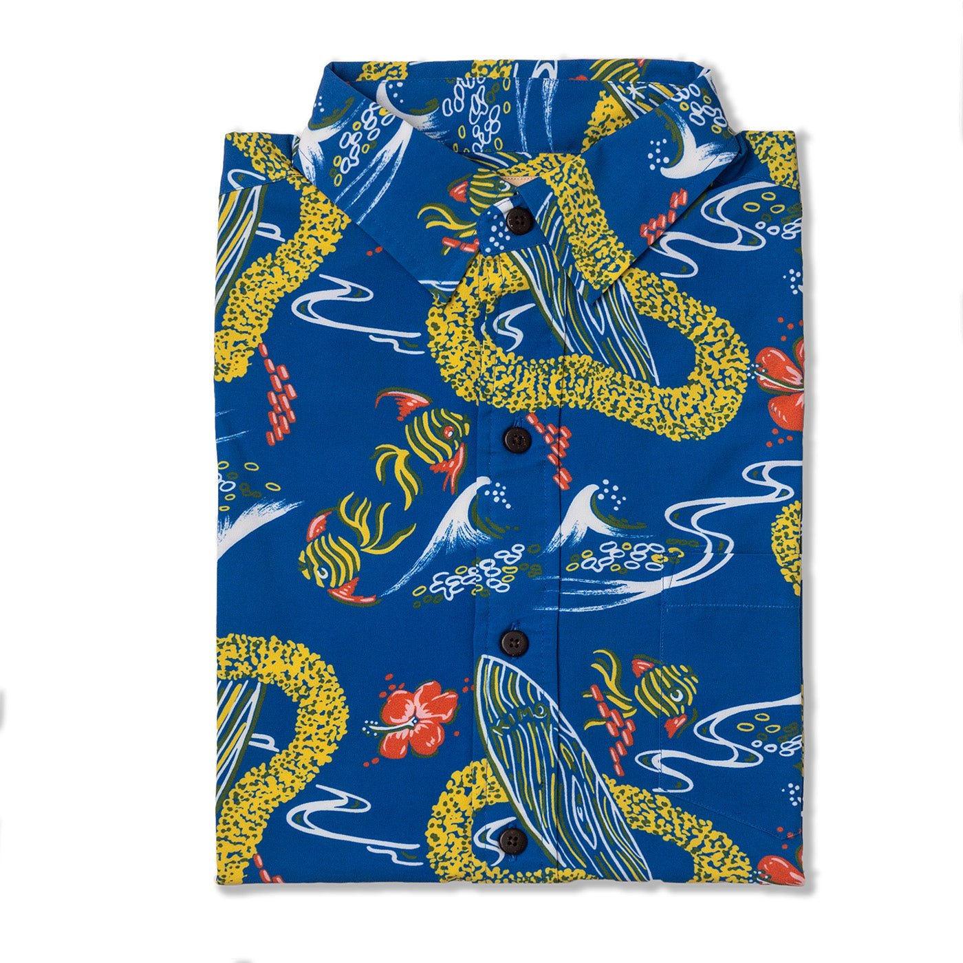 Waikiki Inspired Mid Century Surf Shirt In Ocean Blue Lightweight Breathable EverydayPerformance
