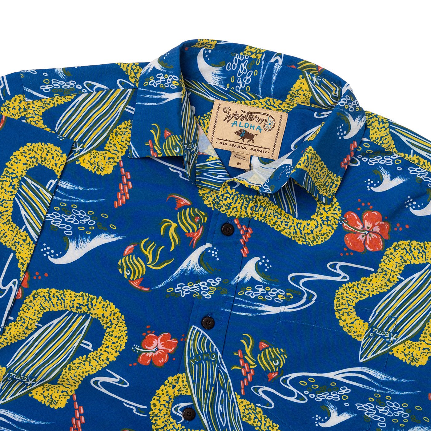 Waikiki Inspired Mid Century Surf Shirt In Ocean Blue Lightweight Breathable EverydayPerformance