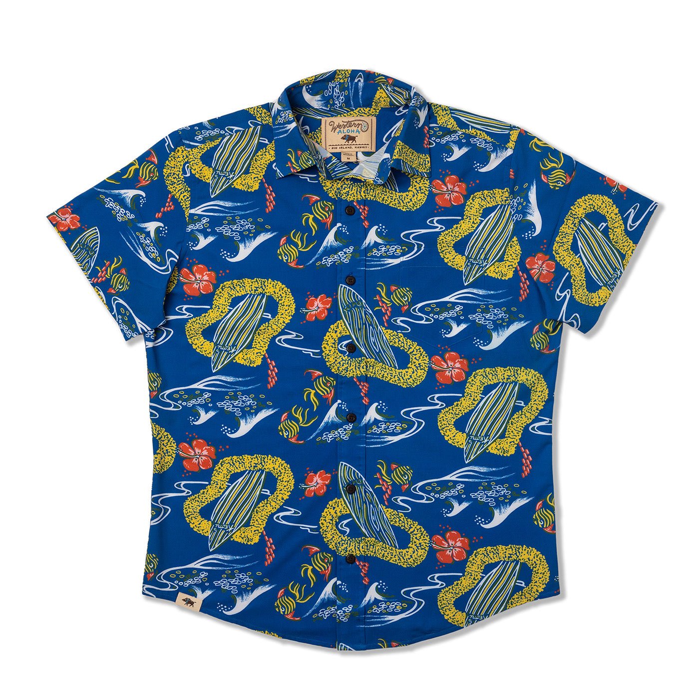 Waikiki Inspired Mid Century Surf Shirt In Ocean Blue Lightweight Breathable EverydayPerformance