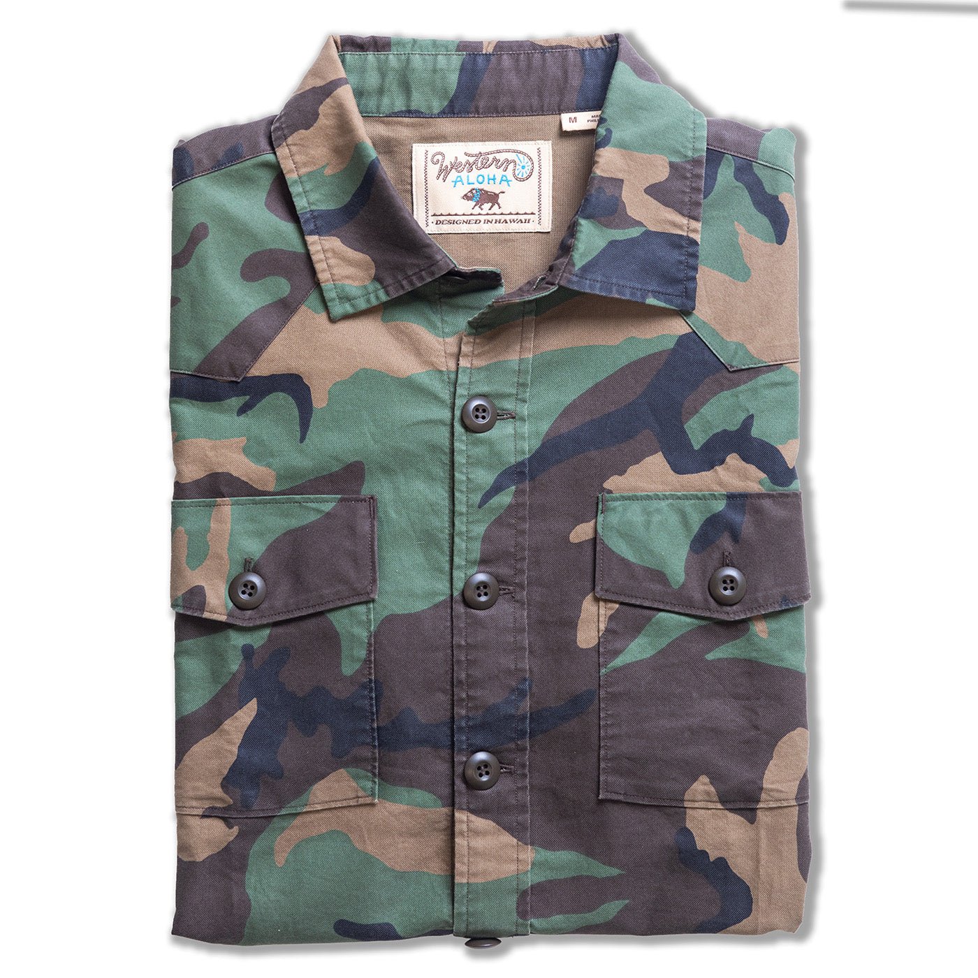 Camo Surplus Overshirt In Soft Cotton Garment Washed