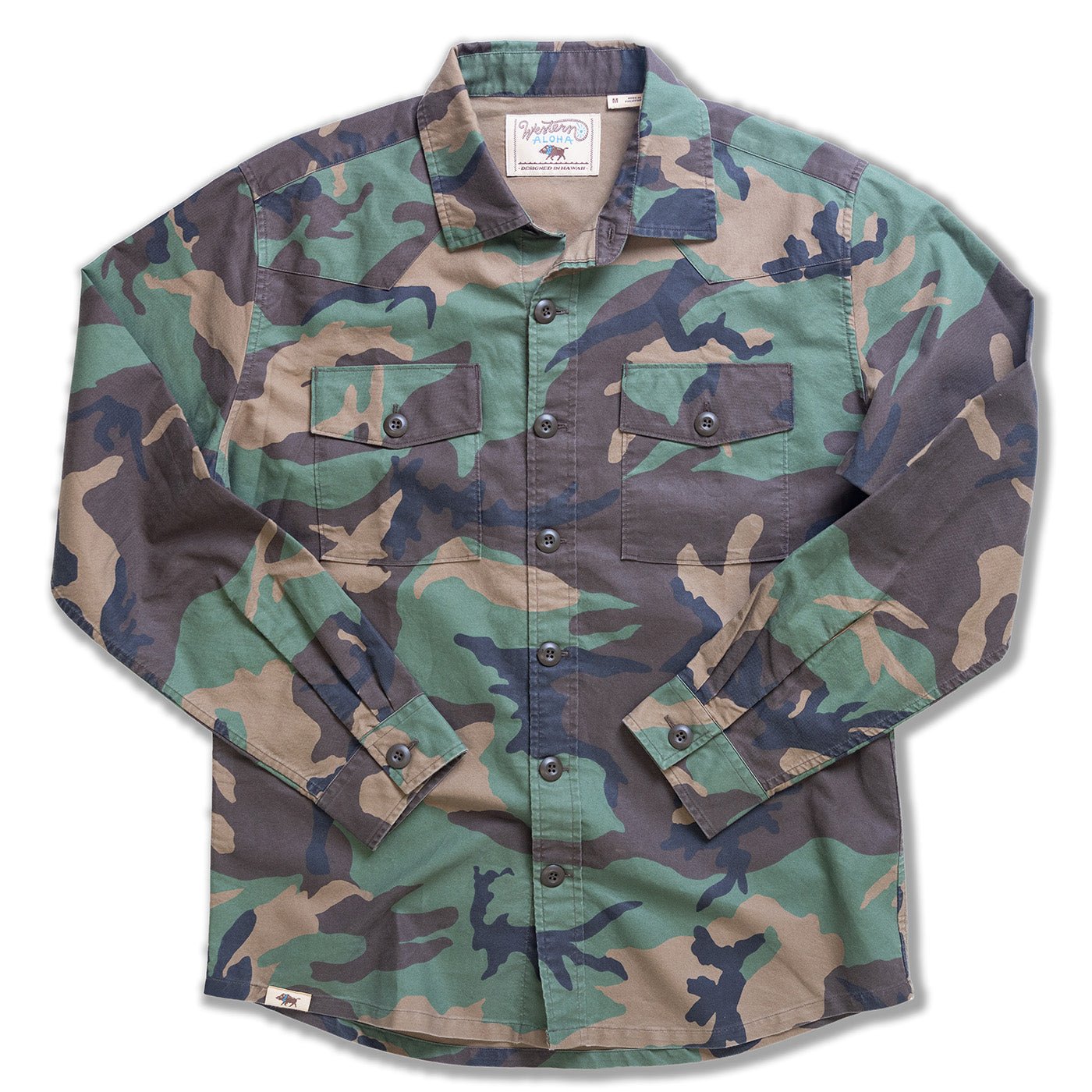 Camo Surplus Overshirt In Soft Cotton Garment Washed