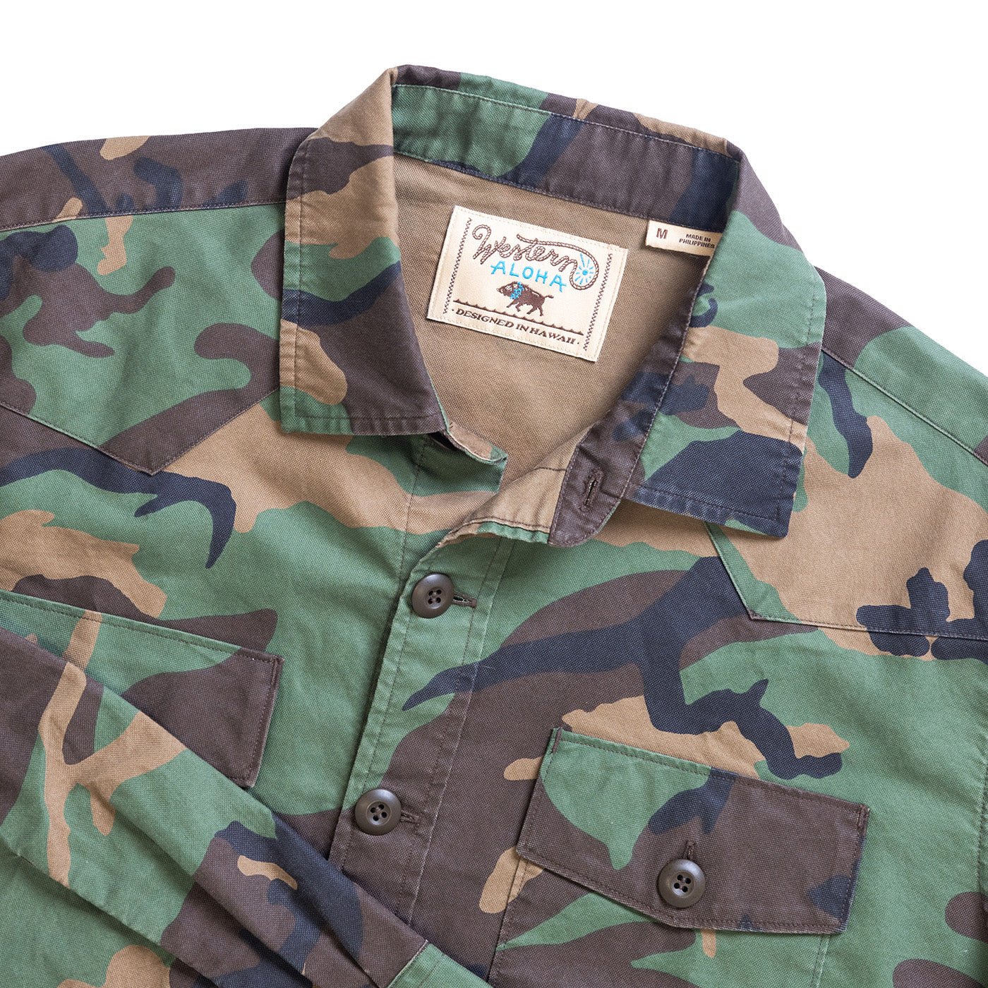 Camo Surplus Overshirt In Soft Cotton Garment Washed