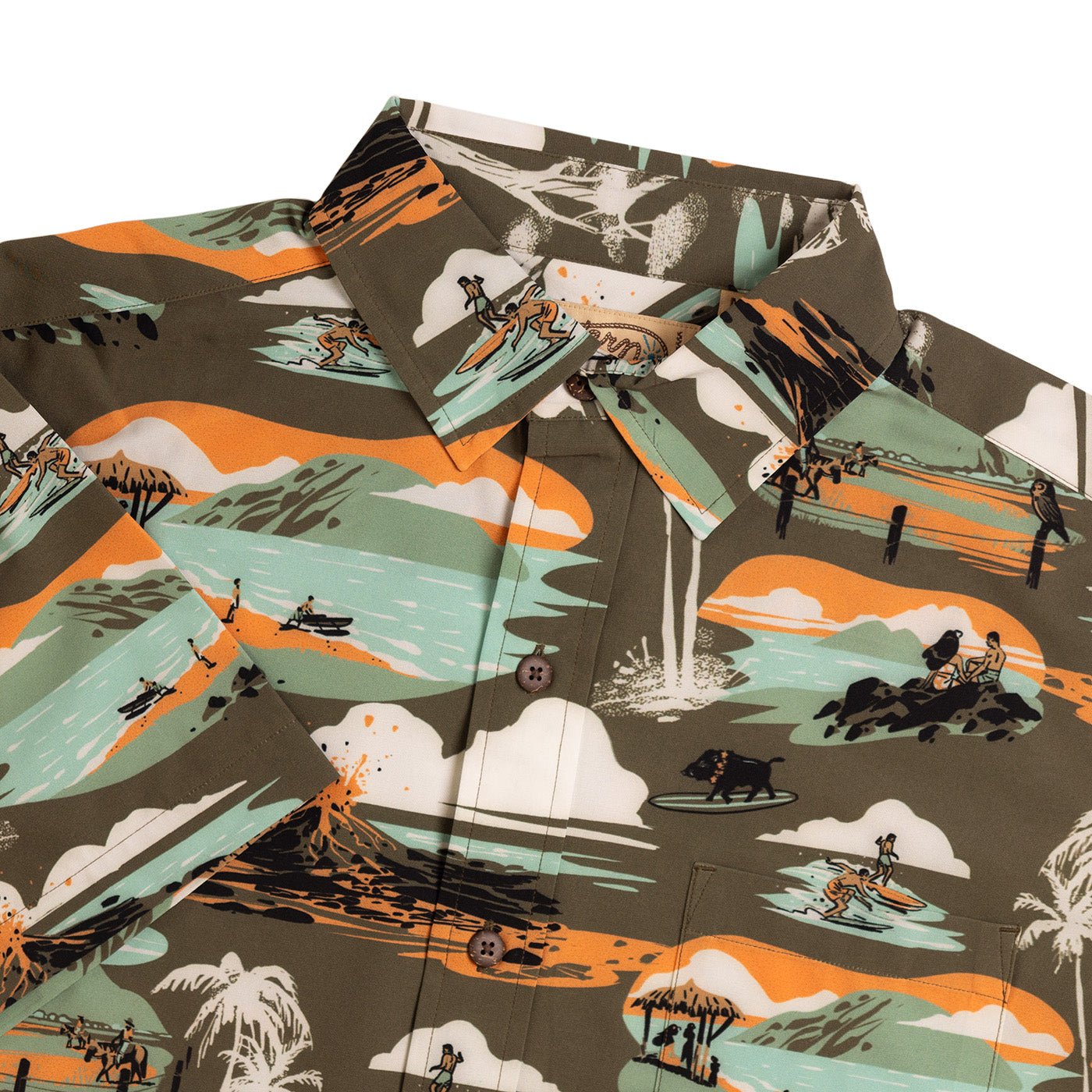 Mauka To Makai Print Recycled Polyester Hawaiian Aloha Shirt With UPF Protection