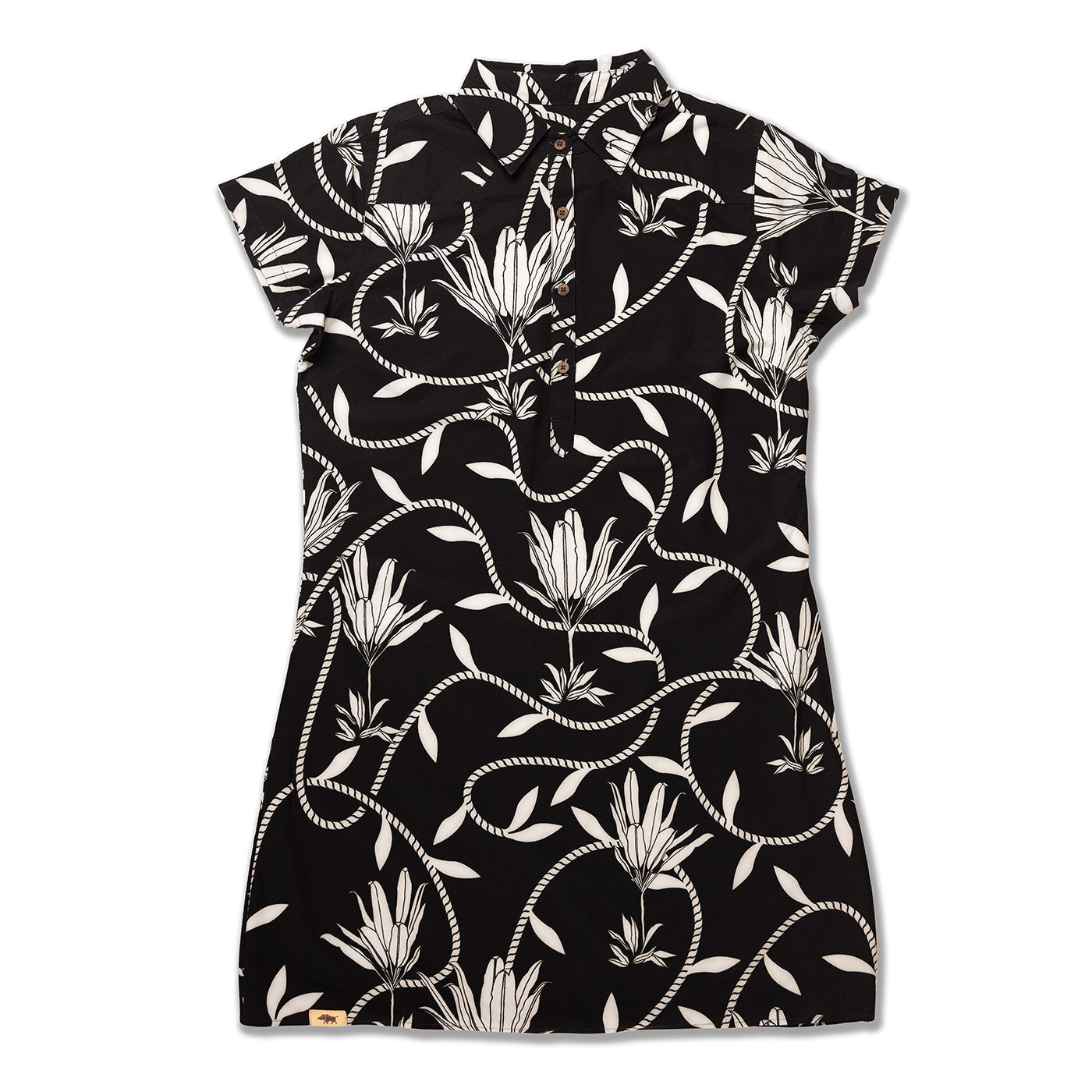 Floral Ti Leaf Pareu Dresses In Sustainable Polyester Elastane Blend For Comfort