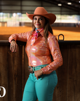 TANGERINE SPARKLE PERFORMANCE RODEO SHIRT