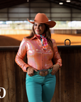 TANGERINE SPARKLE PERFORMANCE RODEO SHIRT