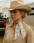 Cream Western Skinny Mini Wild Rag Scarf / Cowgirl Necktie  