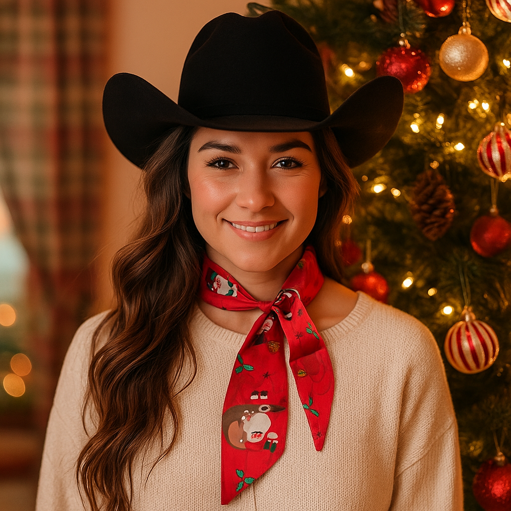 Red Holiday Western Skinny Mini Wild Rag Scarf / Cowgirl Necktie  