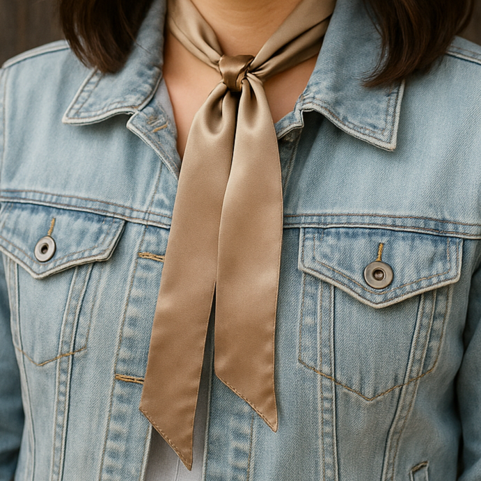 Tan Western Skinny Mini Wild Rag Scarf / Cowgirl Necktie 