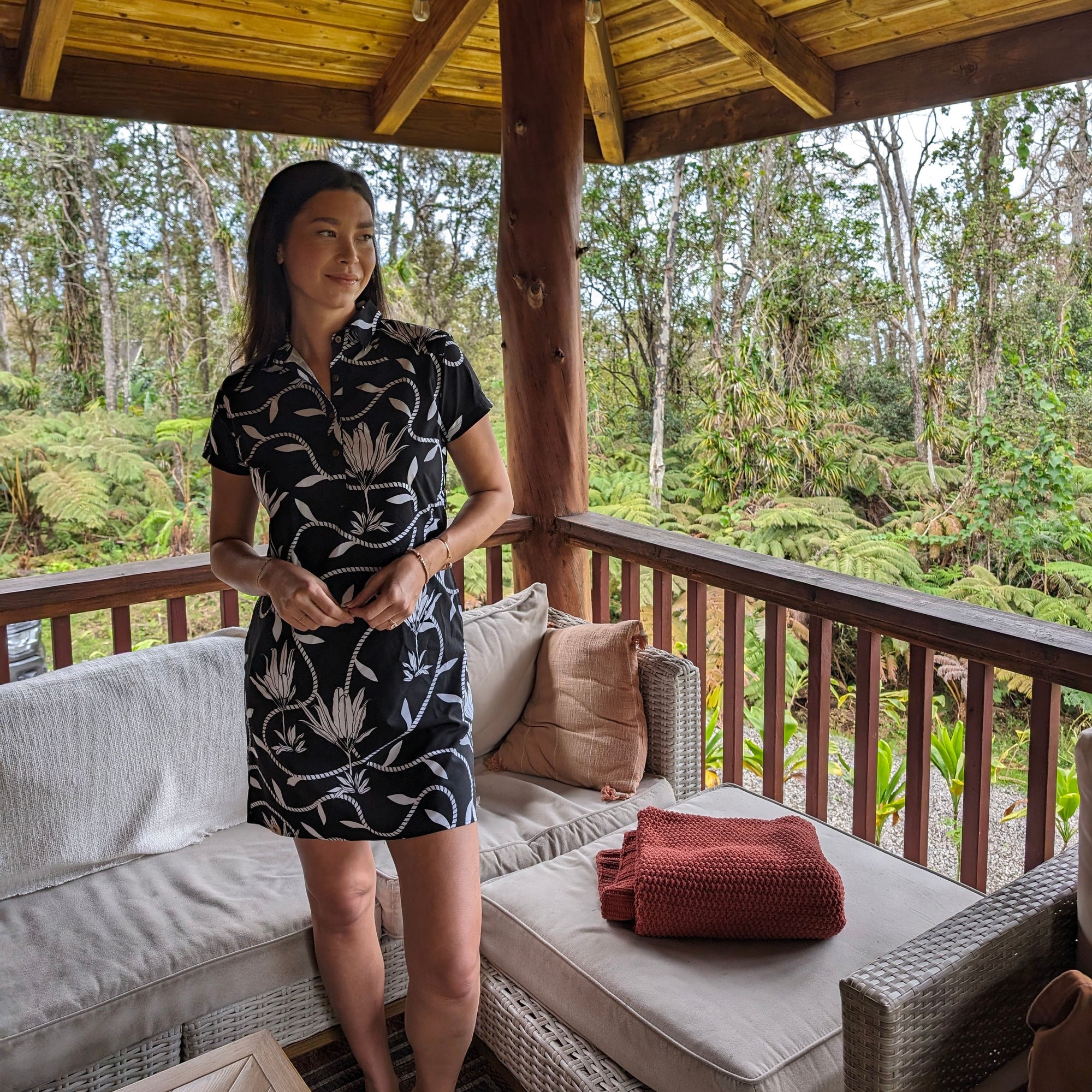 Floral Ti Leaf Pareu Dresses In Sustainable Polyester Elastane Blend For Comfort