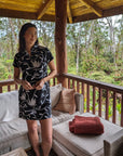 Floral Ti Leaf Pareu Dresses In Sustainable Polyester Elastane Blend For Comfort