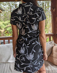 Floral Ti Leaf Pareu Dresses In Sustainable Polyester Elastane Blend For Comfort