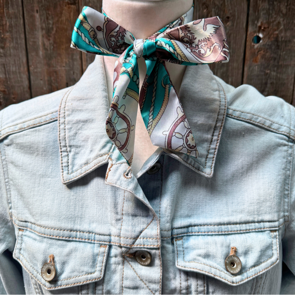 Turquoise Western Skinny Mini Wild Rag Scarf / Cowgirl Necktie 