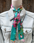 Turquoise and Pink Western Skinny Mini Wild Rag Scarf / Cowgirl Necktie 