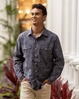 Long Sleeve Western Shirt With Hawaiian Islands Map Print For Travel Enthusiasts