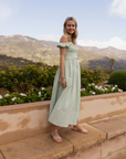 MASON'S DAUGHTER | Nora Dress, Green/Green Striped Poplin
