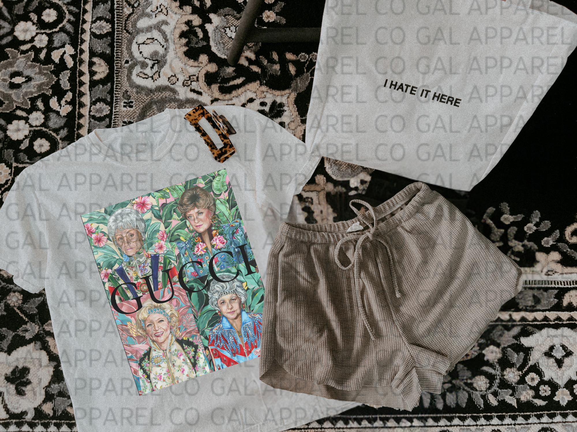 Golden gcci floral design tee &amp; sweatshirt