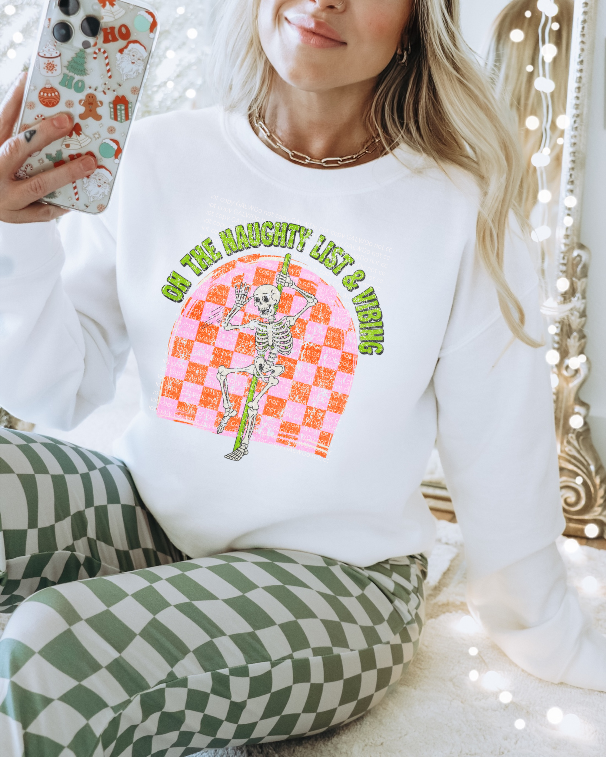 On the naughty list &amp; vibing tee or sweatshirt