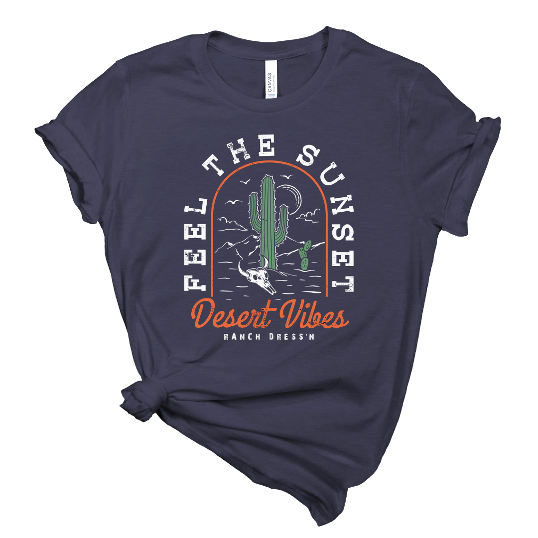 DESERT VIBES - HEATHER NAVY TEE