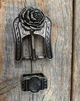 Antique Silver Rose Western Concho W108