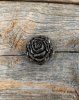 Antique Silver Rose Western Concho W108