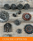 Antique Silver Rose Western Concho W108