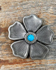 Antique Silver Flower Turquoise Western Concho W110