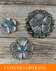 Antique Silver Flower Turquoise Western Concho W110