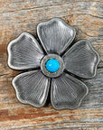 Antique Silver Flower Turquoise Western Concho W110