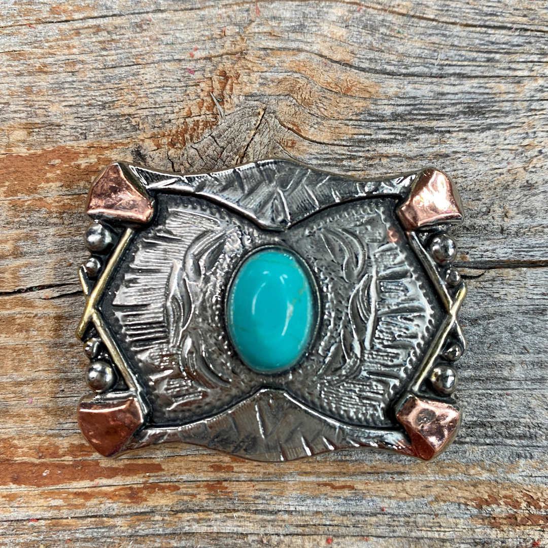 Antique Silver &amp; Copper Turquoise Concho Concho W115