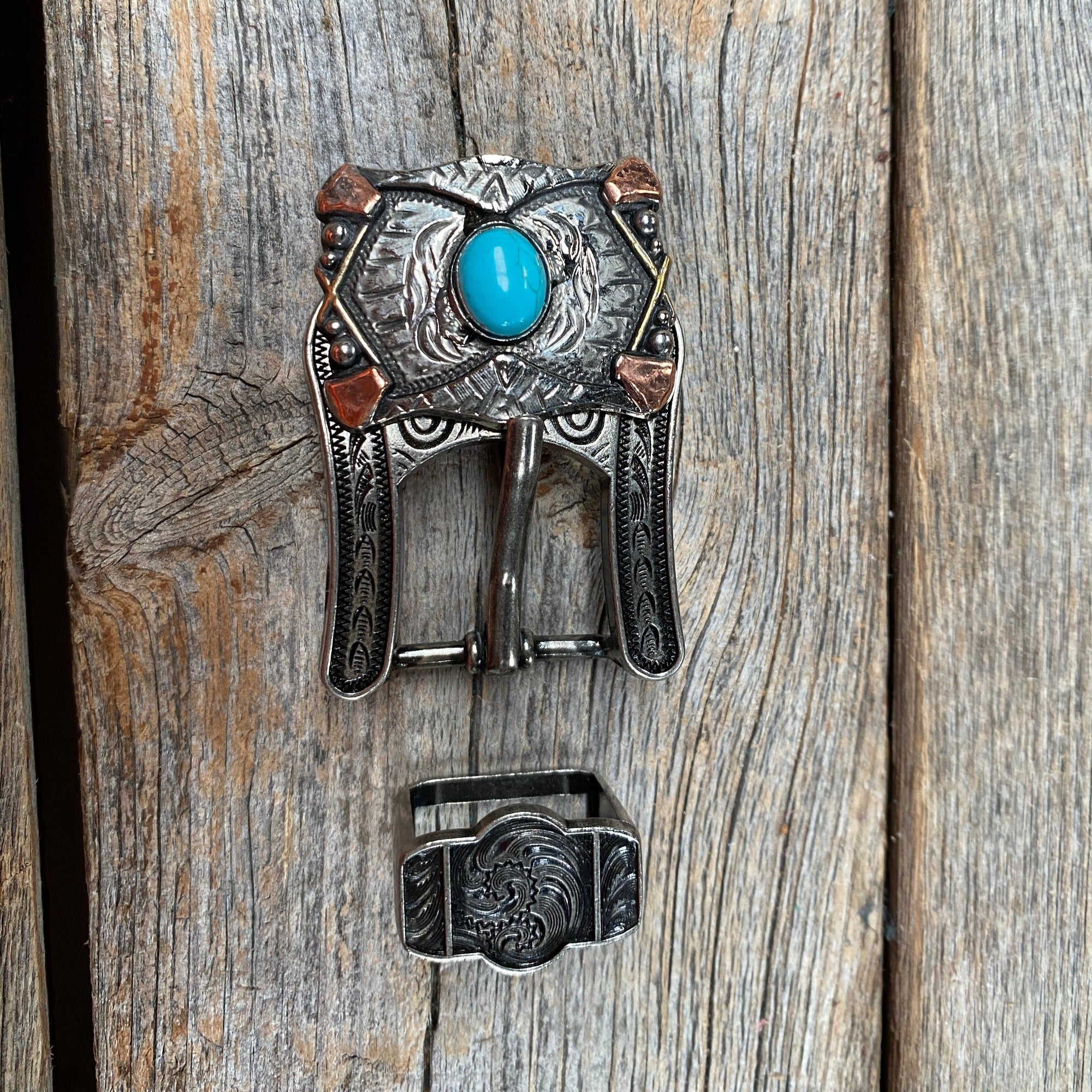 Antique Silver &amp; Copper Turquoise Concho Concho W115