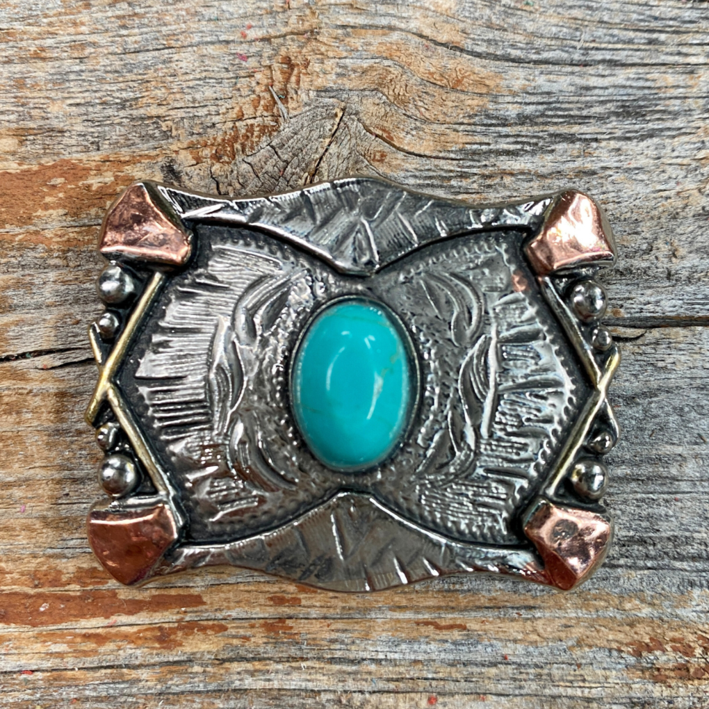 Antique Silver &amp; Copper Turquoise Concho Concho W115
