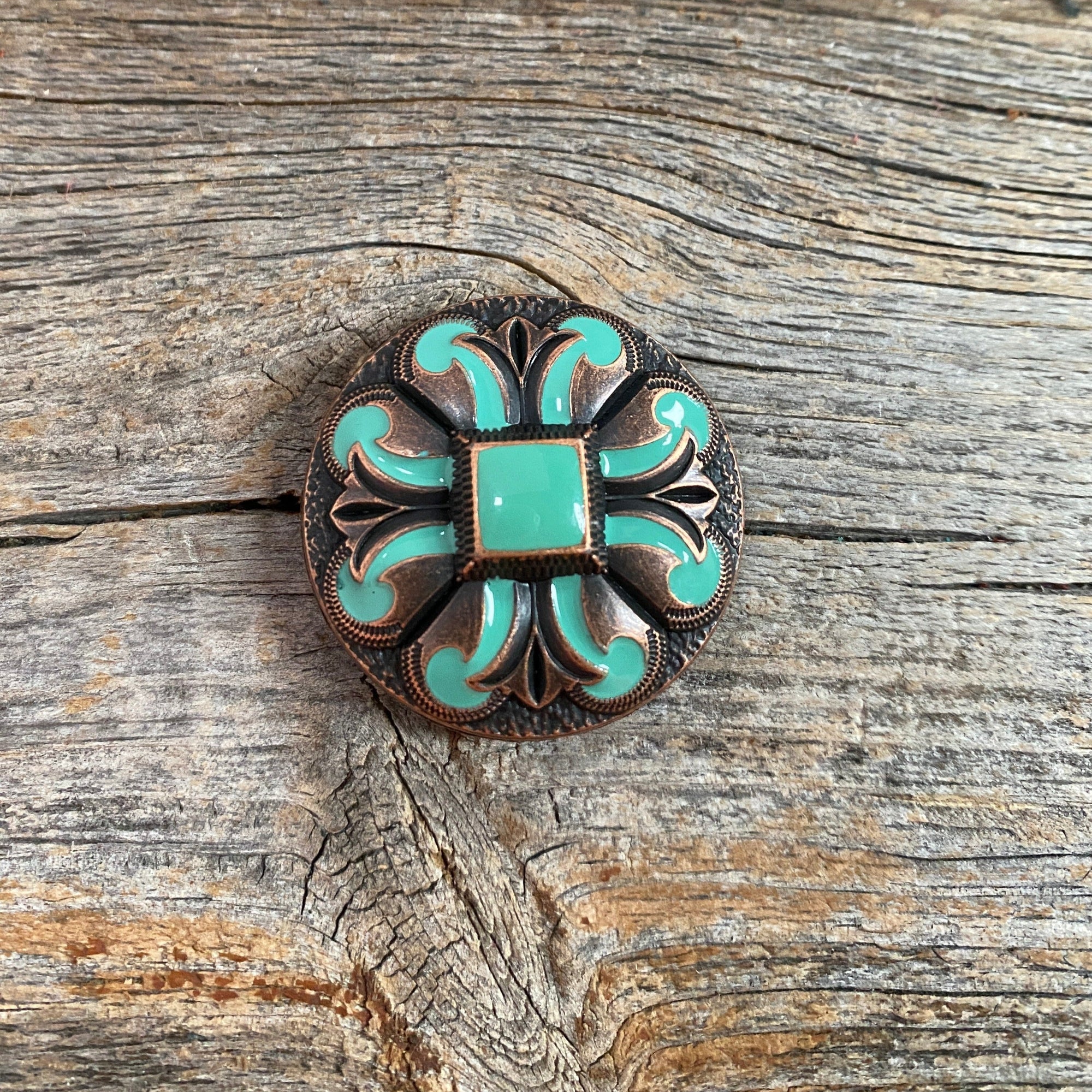 Copper Turquoise Fleur De Lis Western Concho W120