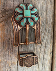 Copper Turquoise Fleur De Lis Western Concho W120