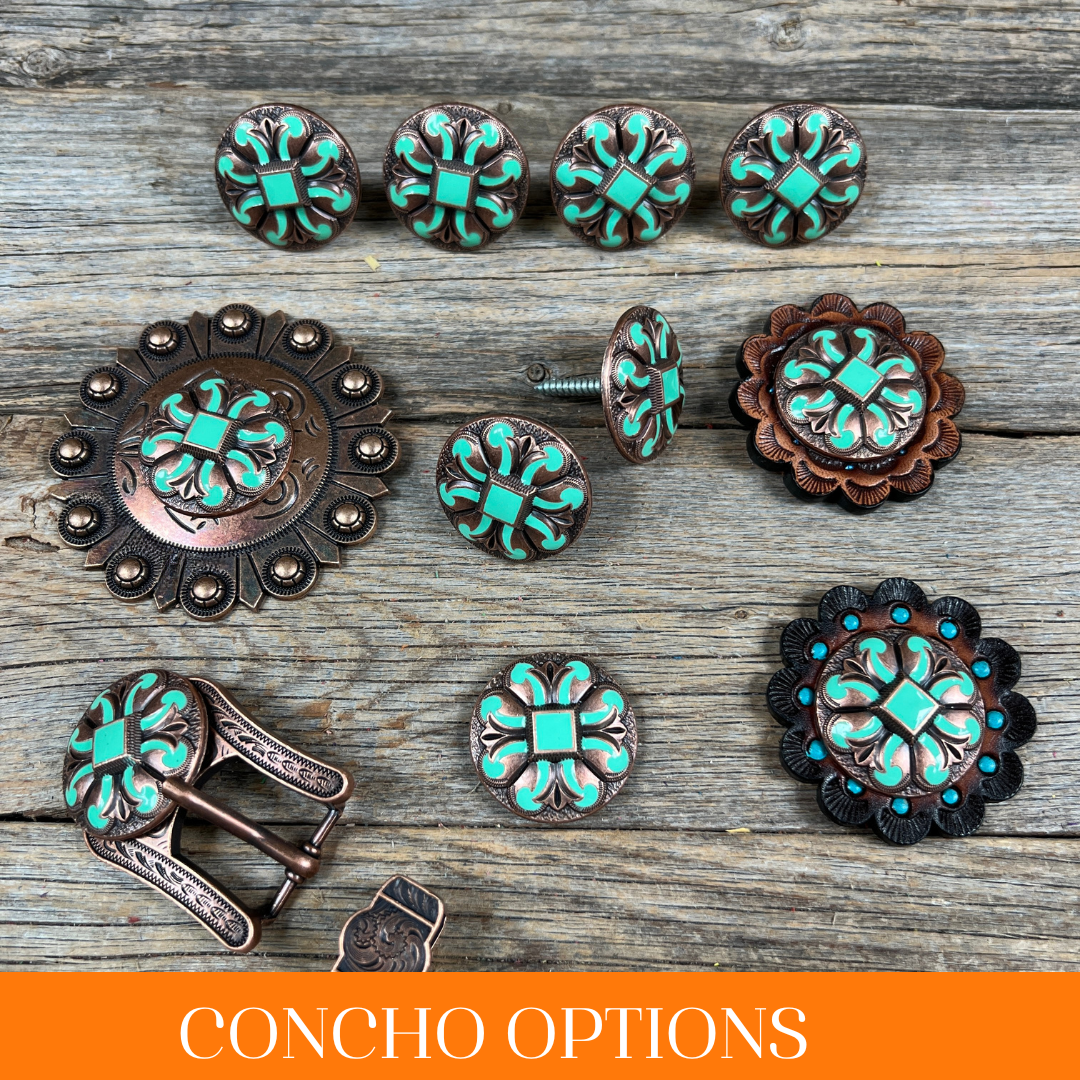 Copper Turquoise Fleur De Lis Western Concho W120