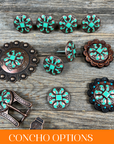 Copper Turquoise Fleur De Lis Western Concho W120