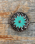Copper & Antique Silver Turquoise Flower Western Concho W122