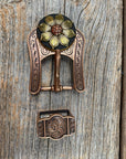 Black & Gold Sunflower Western Concho W125