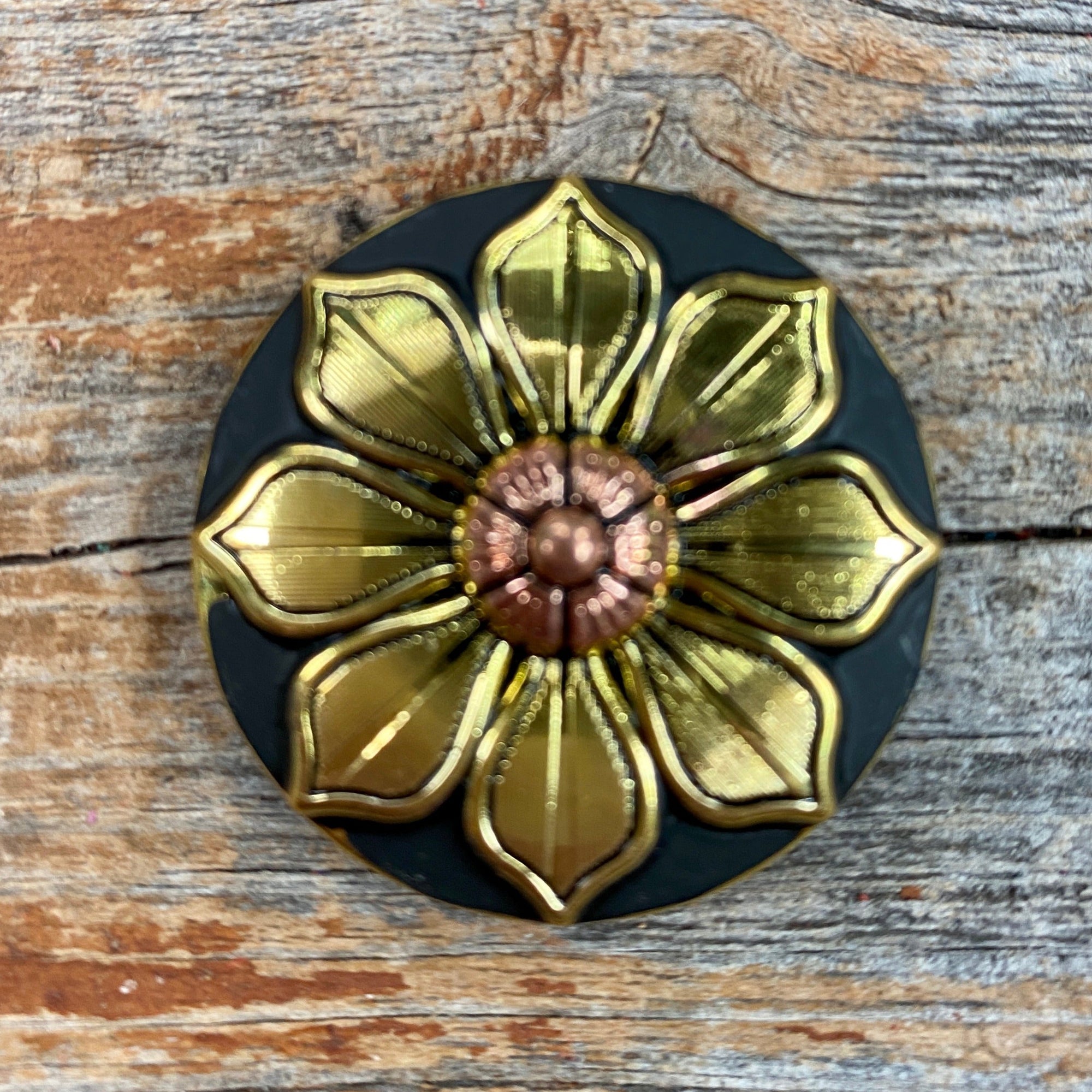 Black &amp; Gold Sunflower Western Concho W125