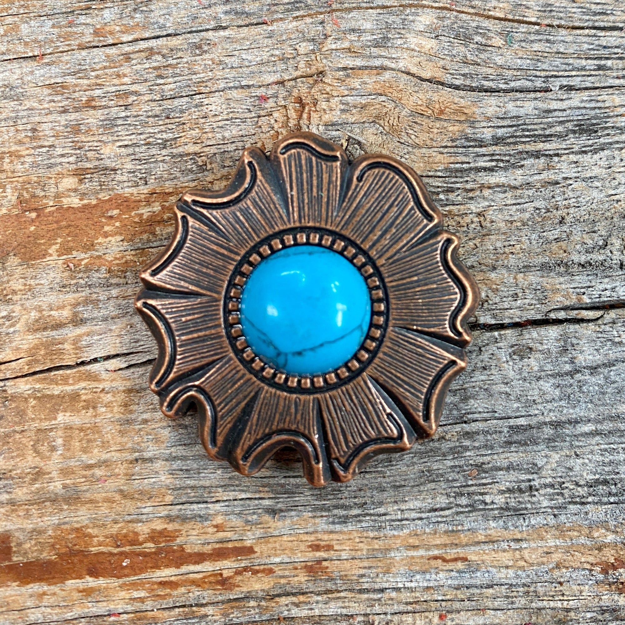 Copper Turquoise Round Western Concho W128