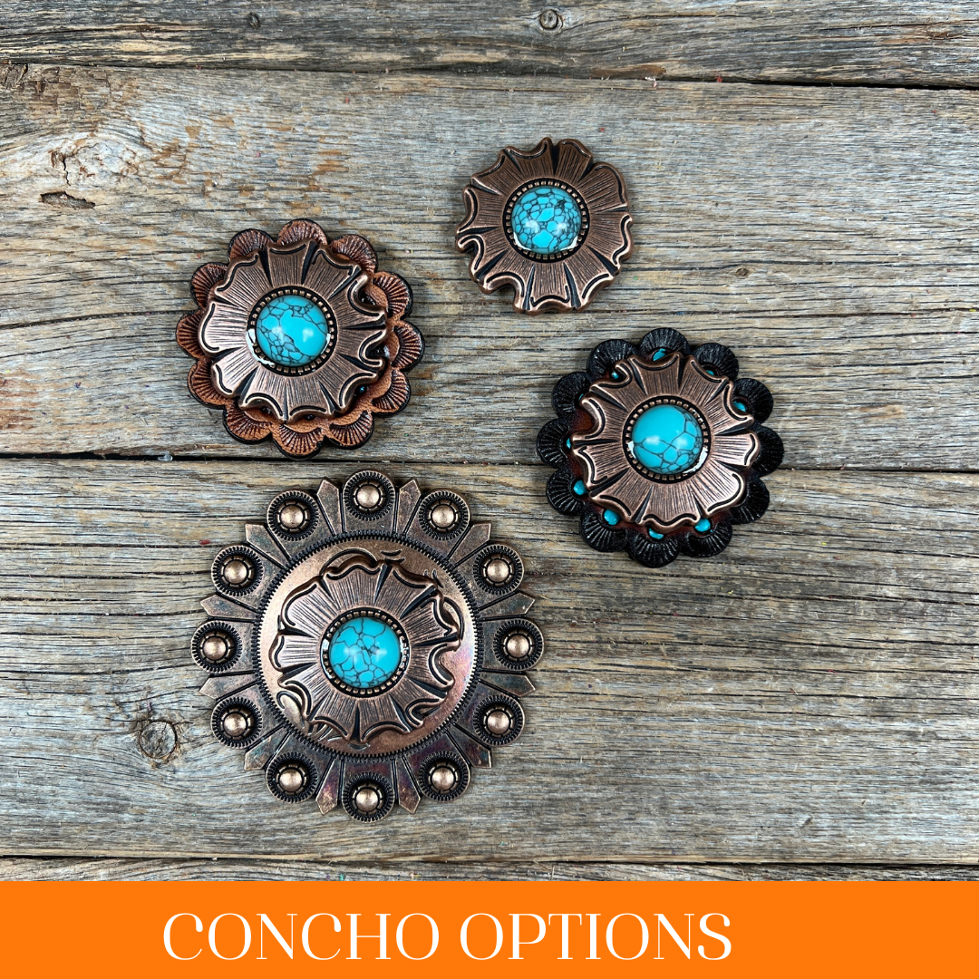 Copper Turquoise Round Western Concho W128