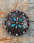 Copper Turquoise & Clear Crystal Western Concho W138